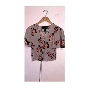 Striped Crop Top With Roses